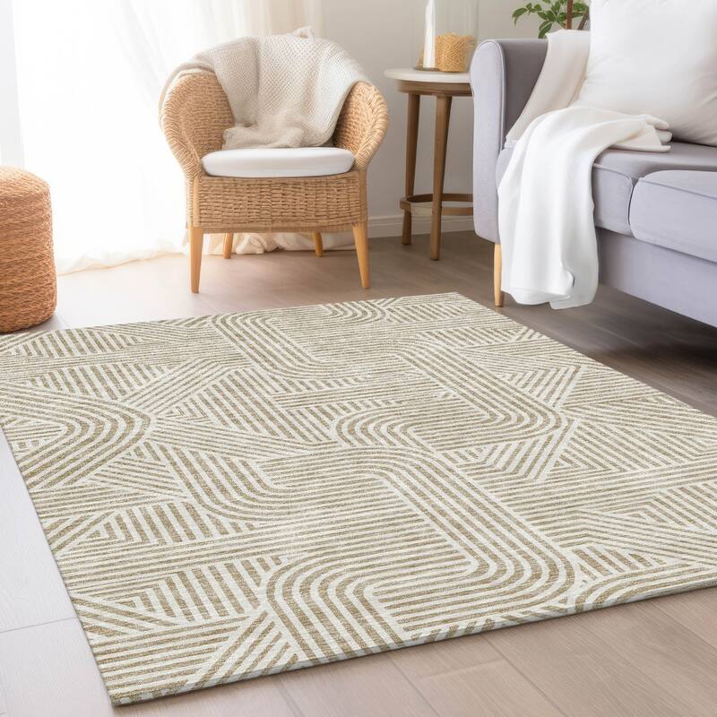 Premium Washable Super Soft Modern Geo Mayfield Rug - Beige - 2'6" x 3'10"