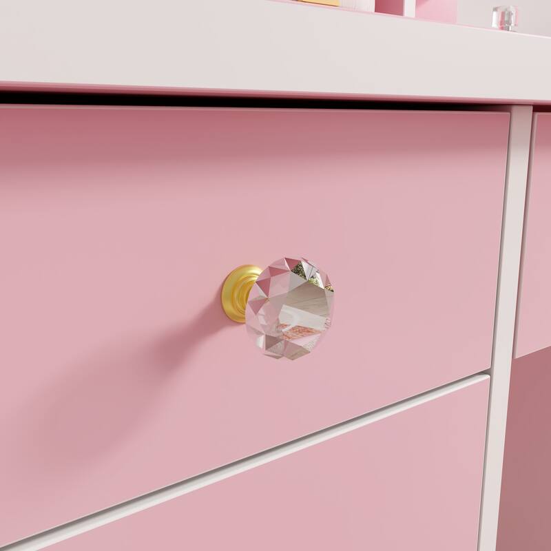 Makeup Vanity Set Table With LED Light &Mirror & Stool