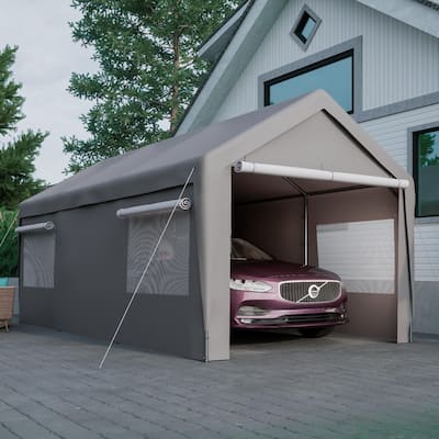 GDFStudio - Penman Heavy Duty Canopy Garage with Removable Sidewalls and Roll-up Ventilated Windows - 10x20FT
