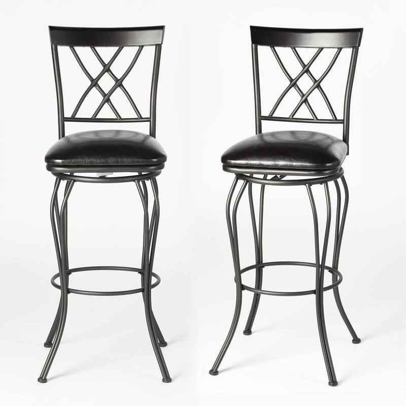 Homy Casa Set of 2 Swivel Bar Stools with Padded Faux Leather Seat-for Kitchen Islands and Pub-Style Counters - N/A