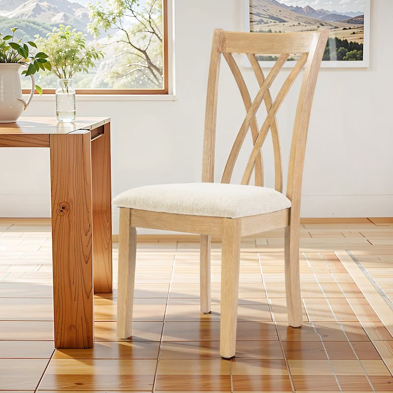 Dining Chairs Set of 2, Rubberwood Legs with Adjustable Glides, 23"H Chairs, KD Packing, Weight 250 lbs, Easy Clean