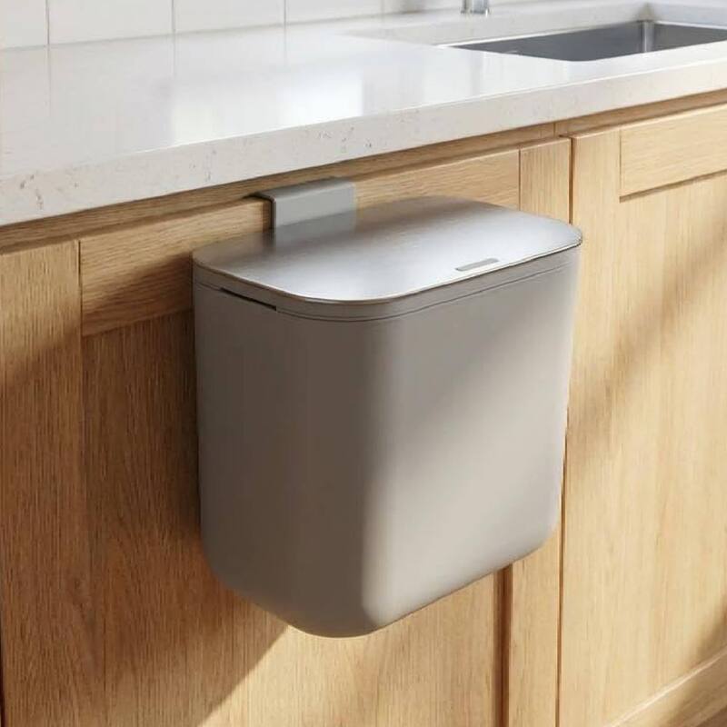 1.85 Gallon Compost Bin Hanging Trash Can with Stainless Steel Lid for Kitchen、Bathroom - Multi-Color
