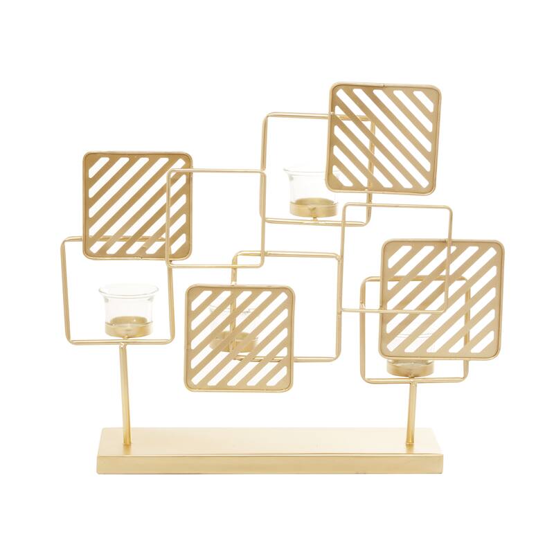 Gold Iron Contemporary Candelabra 16 x 18 x 5 - 18 x 5 x 16