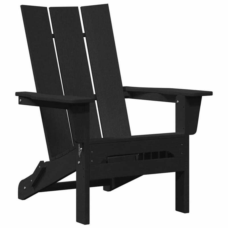vidaXL Folding Adirondack Chair Black 74.5 x 80.5 x 90cm Plastic - 74.5 x 80.5 x 90cm