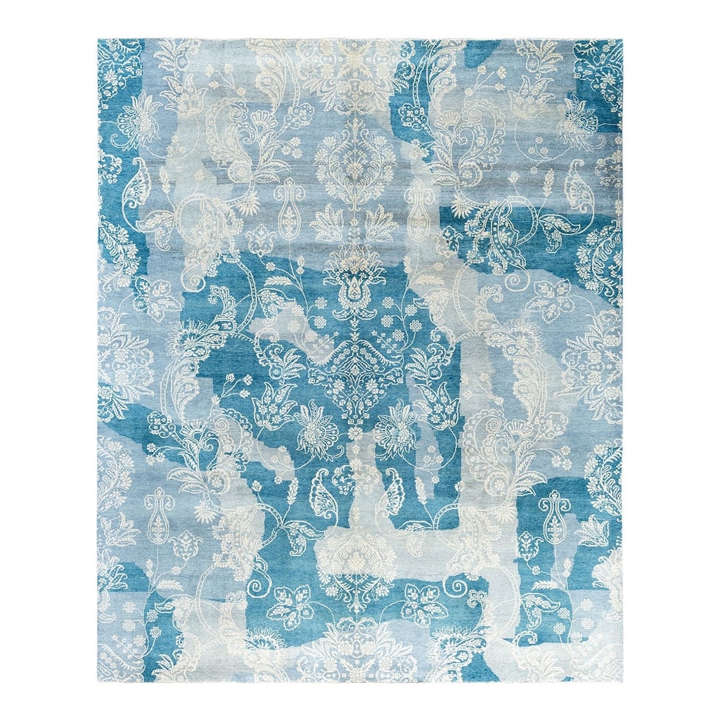 Ikat One-of-a-Kind Hand-Knotted Area Rug, Blue - 8' 4" x 10' 2"