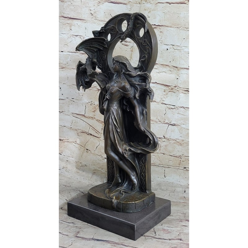 Celtic Dragon Lady Bronze Sculpture - Mythological Fantasy Art