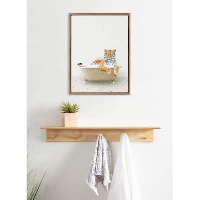 Kate and Laurel Sylvie Tiger Bath Framed Canvas by Amy Peterson