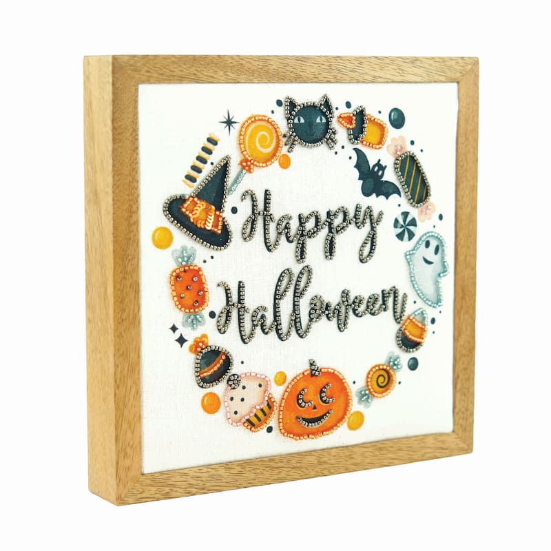 Embellished Halloween Wreath Shelf Sitter Block