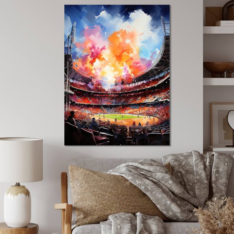 Designart "Sport Stadium In Spotlight II" Stadiums Canvas Wall Art