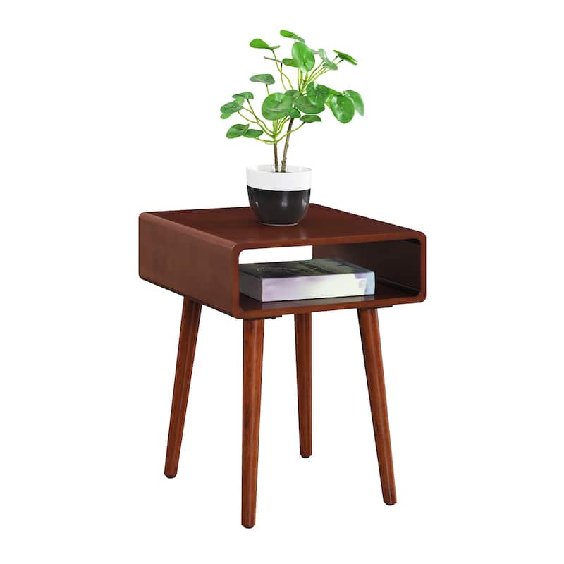 Napa End Table with Open Shelf, Mid Century Modern Side Table with Curved Edges, Tapered Legs and Spacious Surface Top - 18