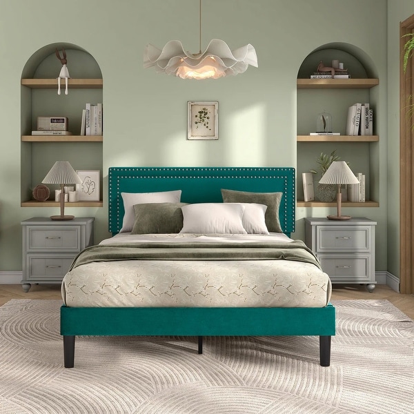 VECELO Upholstered Bed Frames with Height Adjustable VECELO Upholstered Bed Frames with Height Adjustable