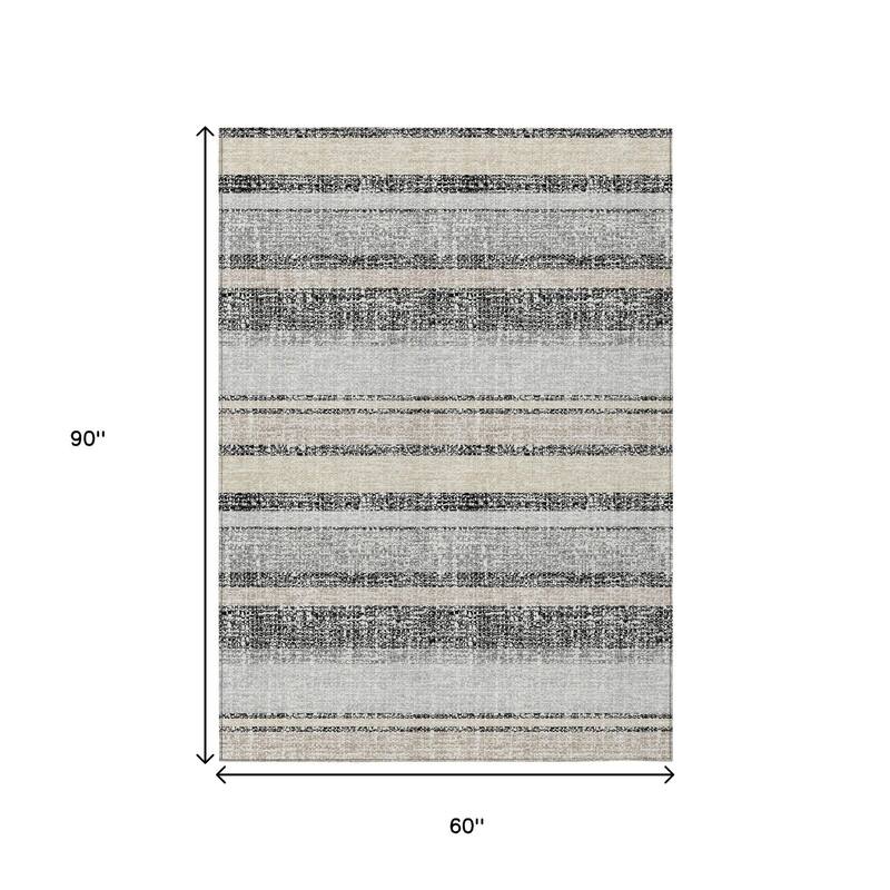 HomeRoots Striped Transitional Rectangle Outdoor Rug