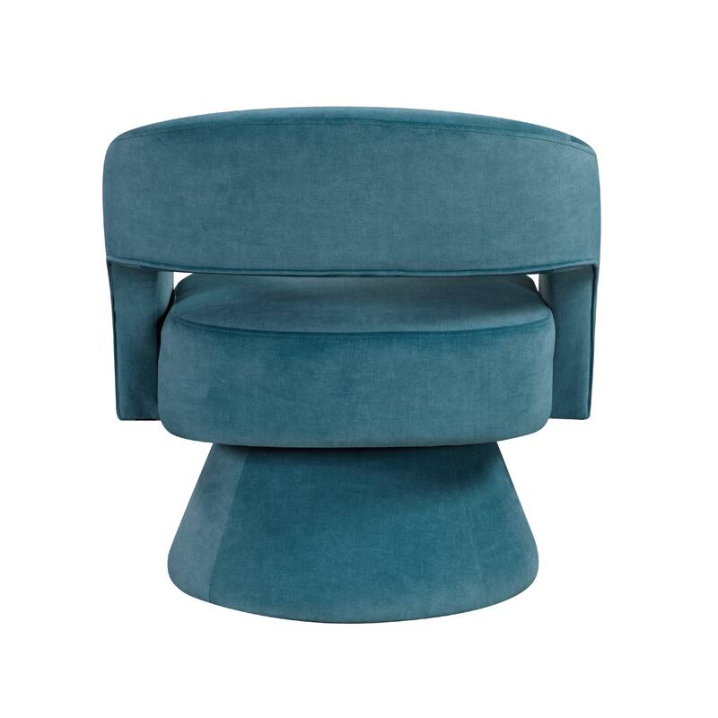 Lessa Swivel Accent Chair, Teal Blue, Round Base, Soft Foam Cushion