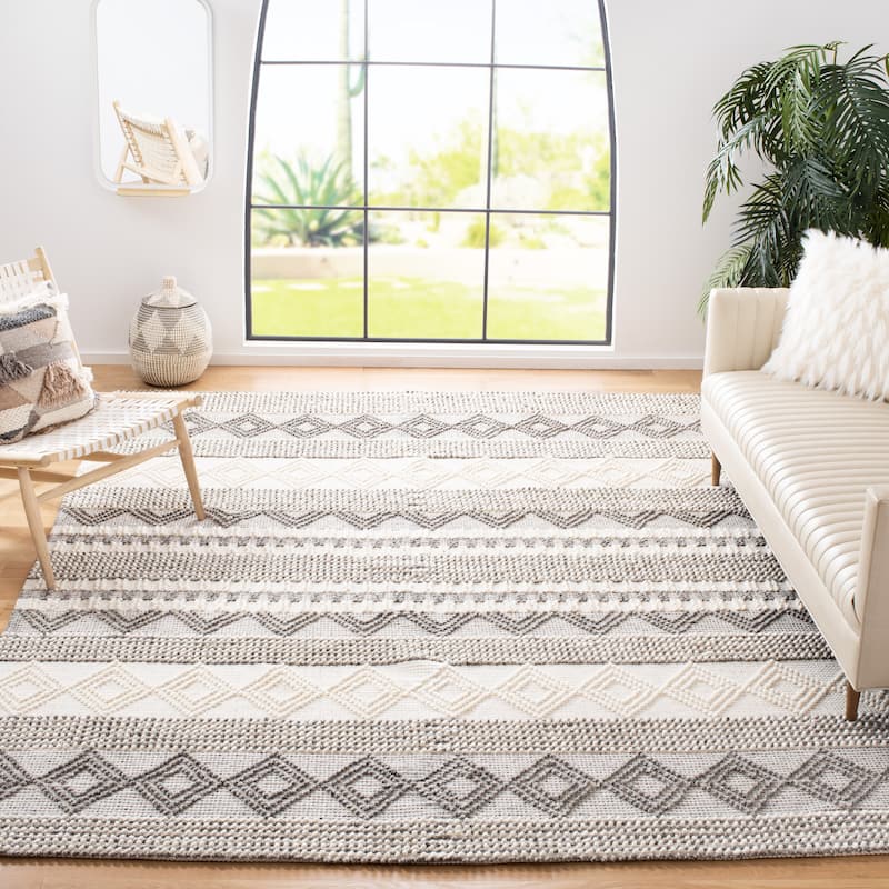 SAFAVIEH Handmade Natura Annedorte Wool Rug - 12' x 18' - Grey/Ivory - Rectangle