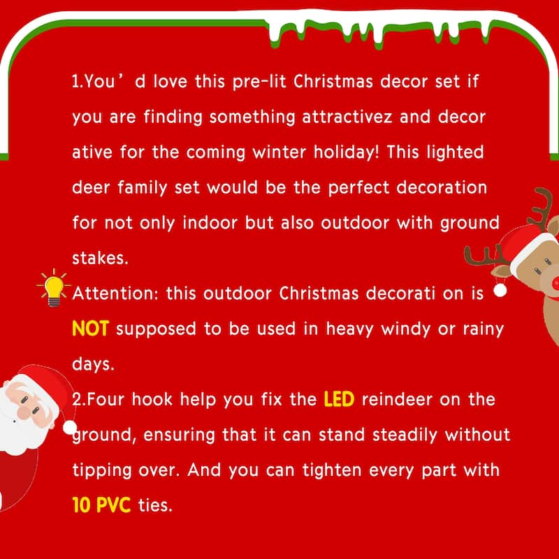 Futzca 3 Deer Family Christmas Lights, Outdoor/Indoor Holiday Decoration