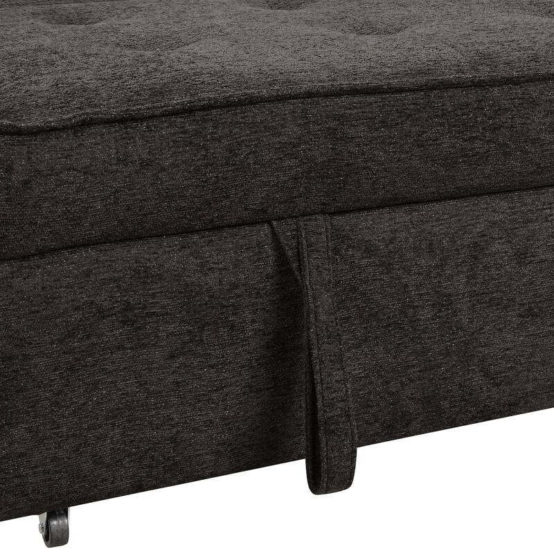 104.5" Chenille L-Shaped Sectional Sofa with Pull-Out Bed and Storage Chaise, 3-Seater