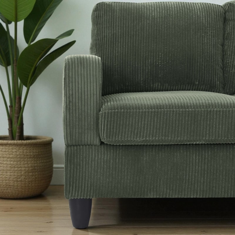 101" Modular Corduroy Sectional Sofa with Ottoman, Removable Cushions, Textured Upholstery for Living Room Comfort