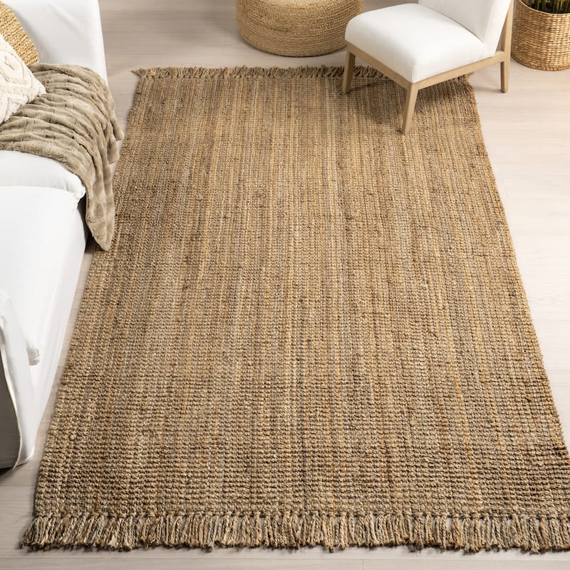 Nuloom Delilah Solid Chunky Jute Tassel Area Rug - 2' x 3' - Natural - Rectangle