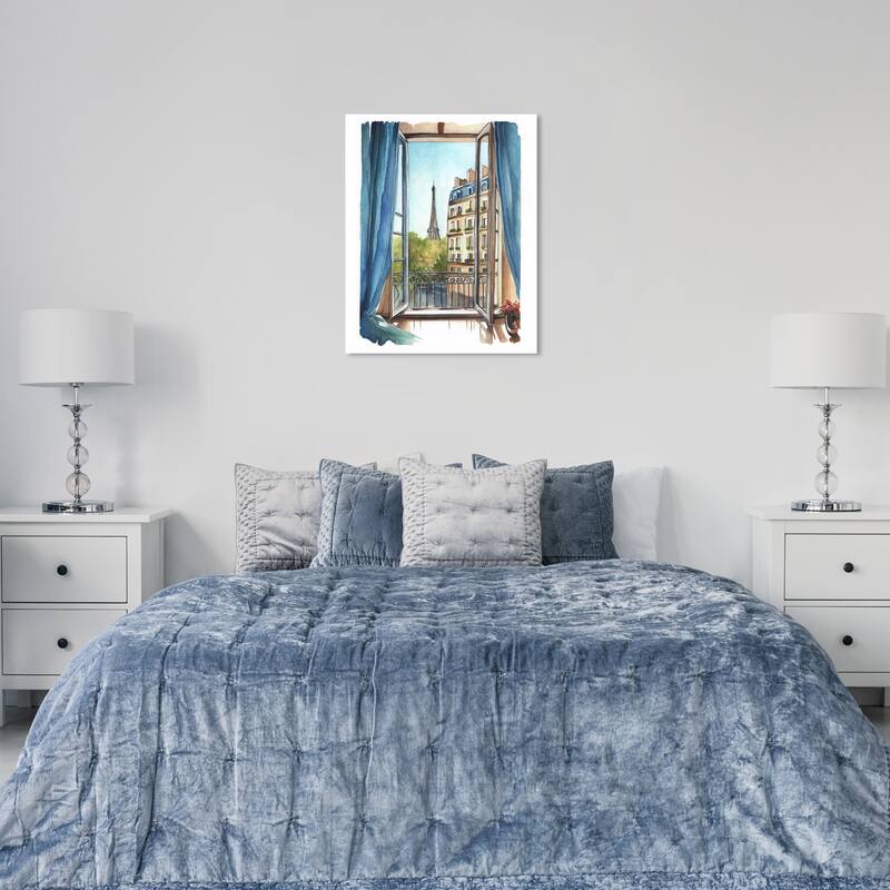 Wynwood Studio Fashion and Glam Morning View II Blue and Light Brown French Country Wall Art Canvas Print - 36 x 24