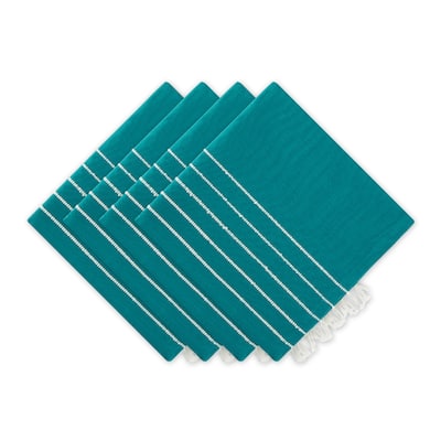 Navy and Off-White Stripe Tassel Napkin (Set of 4)