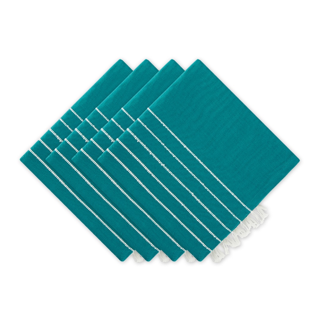 Navy and Off-White Stripe Tassel Napkin (Set of 4)
