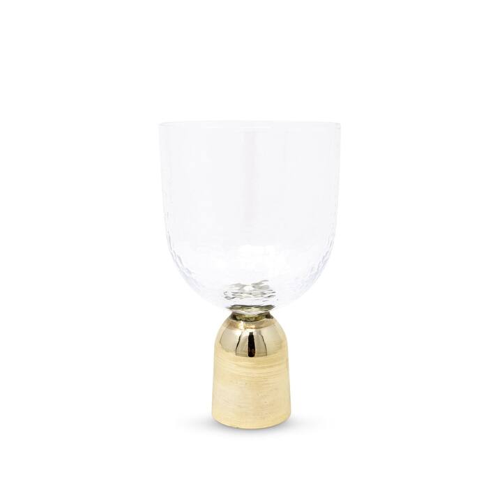 Hammered Water Glasses On Gold Pedestal, Set of 6 - Set of 6 - Gold