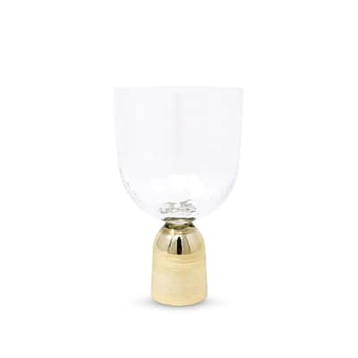 Hammered Water Glasses On Gold Pedestal, Set of 6
