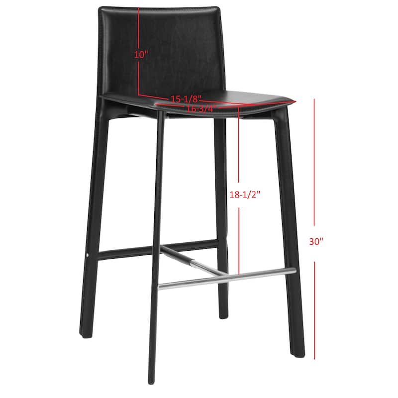 SAFAVIEH Marylou Faux Leather 29-inch Bar Stool (Set of 2) - 18.7" W x 19.7" L x 39.4" H - 19Wx20Dx39H