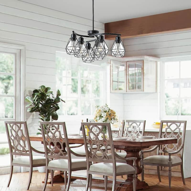 6 Light bulb light black light kitchen metal pendant light