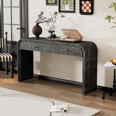 Retro Console Table with Open Style and Two Drawers for Multiple Rooms
