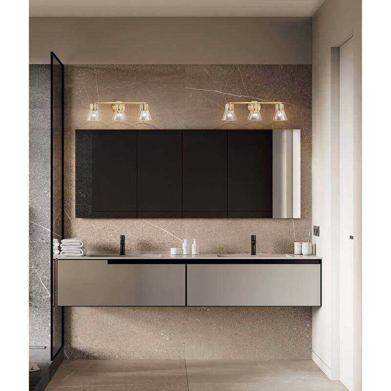 Gianna 3 Light Vanity Vintage Brass Finish Clear Glass - Vintage Brass