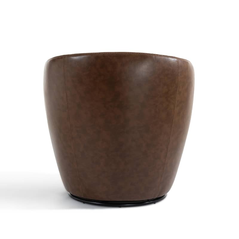 Faux Leather Swivel Barrel Accent Chair for Living Room