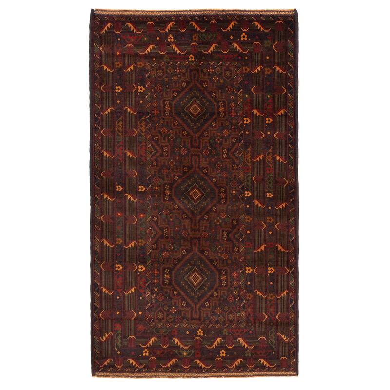 ECARPETGALLERY Hand-knotted Teimani Black, Brown Wool Rug - 3'7 x 6'6