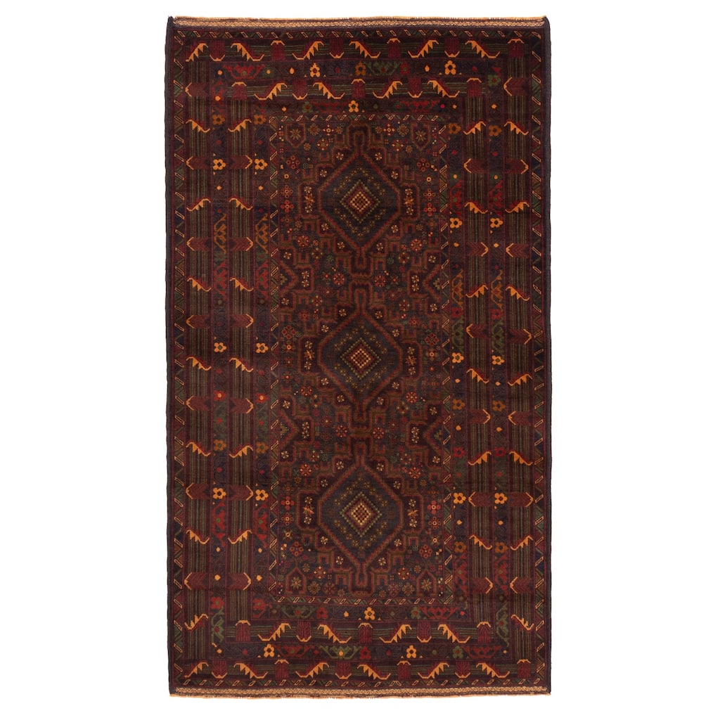 ECARPETGALLERY Hand-knotted Teimani Black, Brown Wool Rug - 3'7 x 6'6