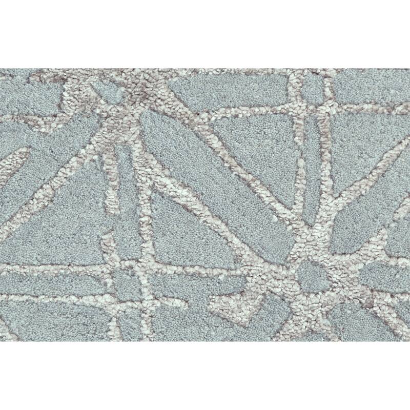 Hartford Tufted Lattice Wool Rug, Cloud Blue/Sky Gray, Area Rug