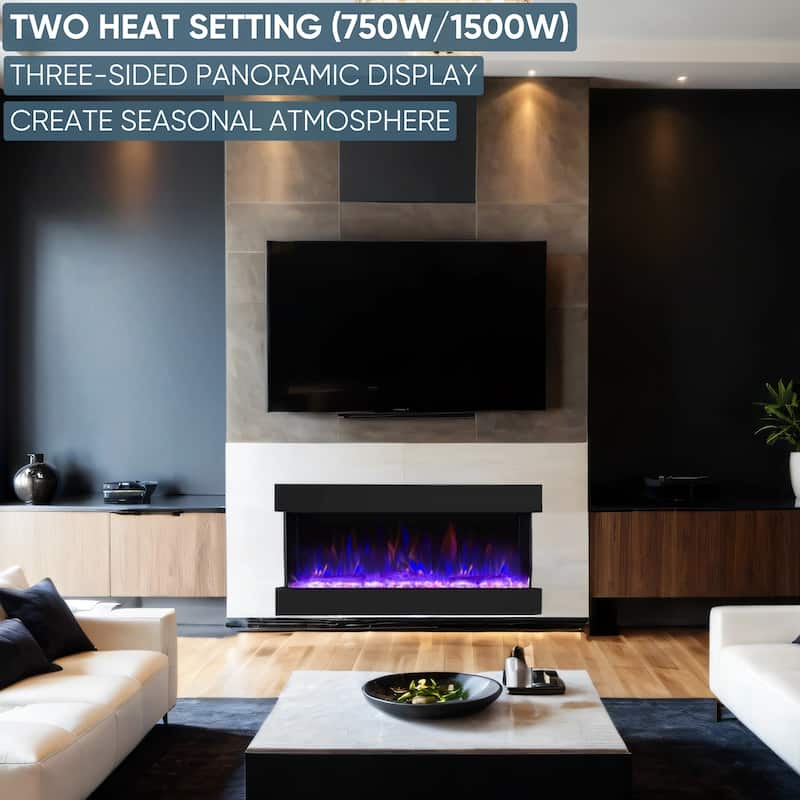 Electric Fireplace Heater with Multi Color Flam