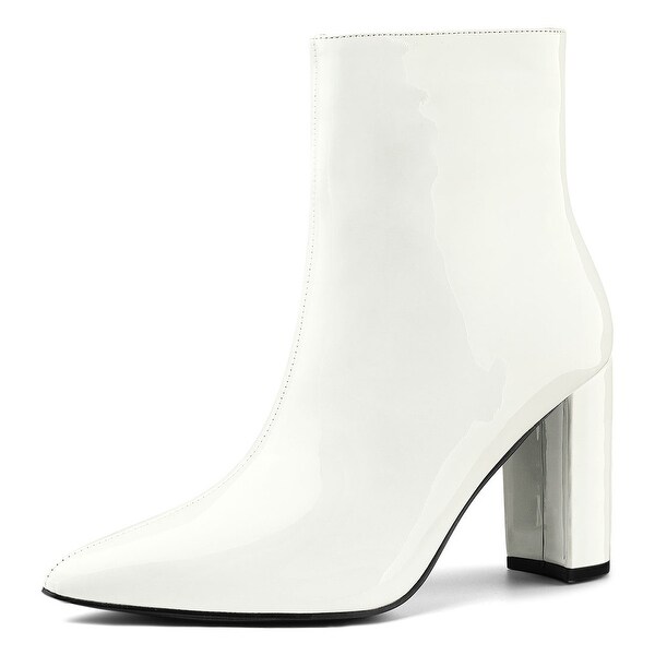 pointed toe white booties