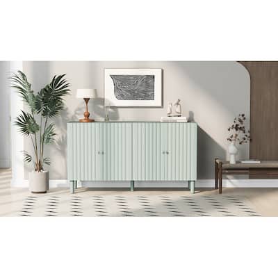 Elegant Four-Door Sideboard with Wavy Pattern Doors