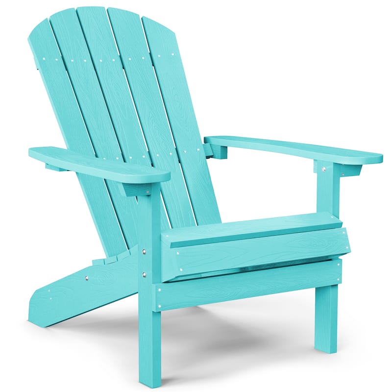 WINSOON All Weather HIPS Outdoor Plastic Adirondack Chairs Set of 4 - Aruba Blue