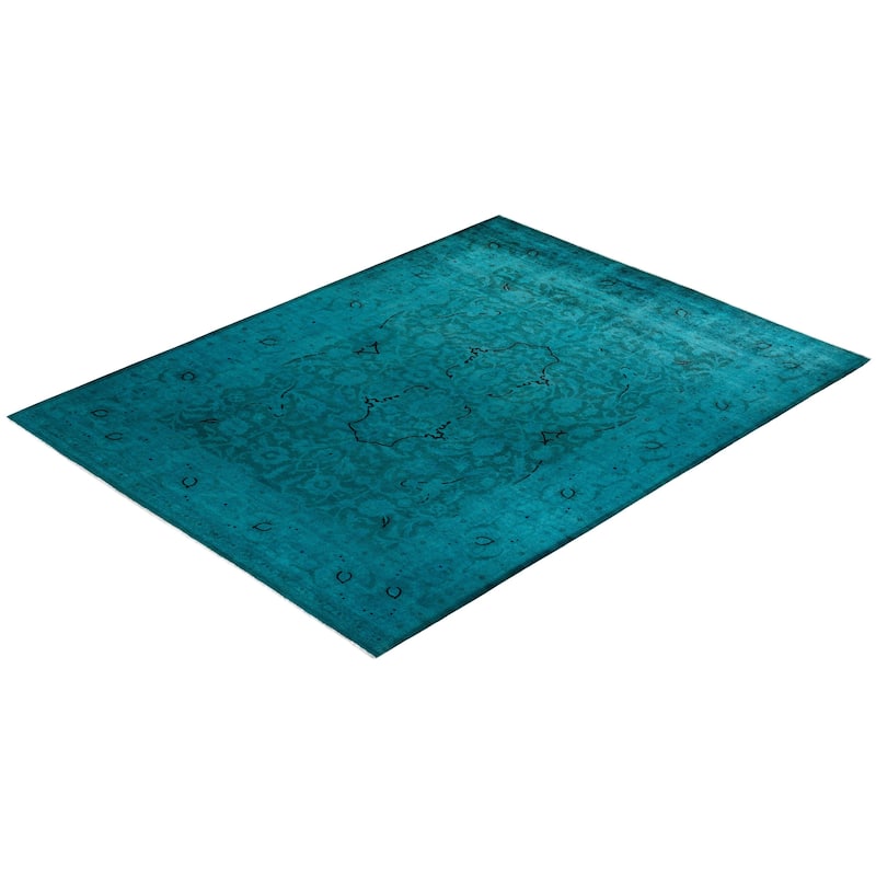 Vibrance, One-of-a-Kind Hand-Knotted Area Rug - Blue, 9' 2" x 11' 10" - 9' 2" x 11' 10"
