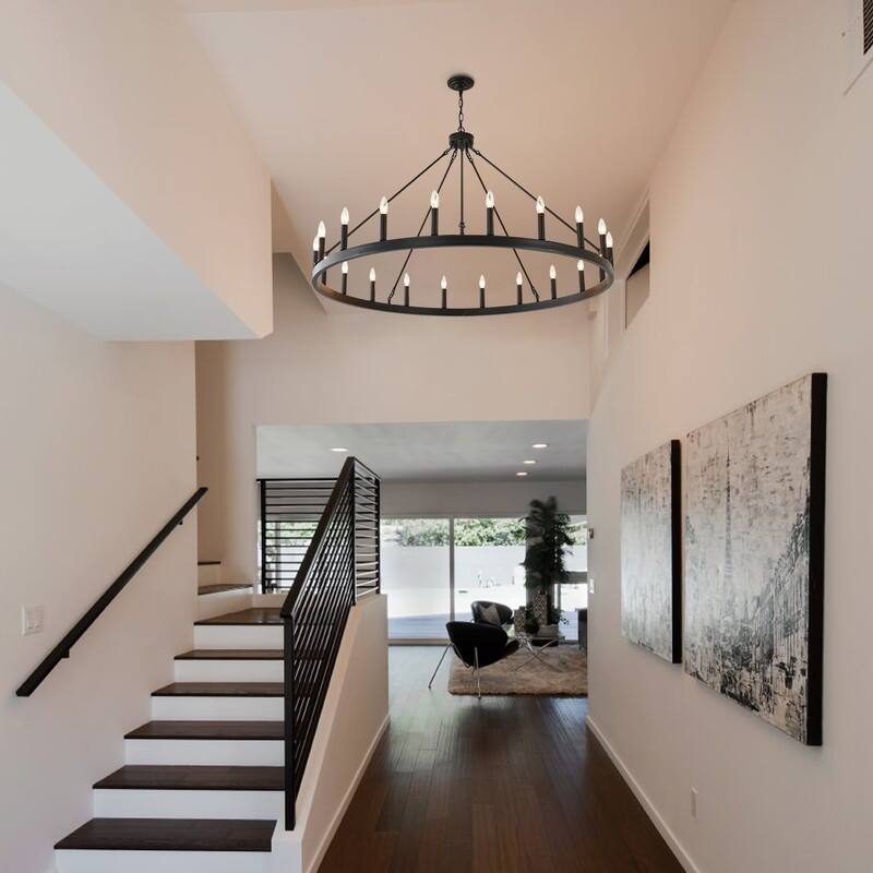 Large Round Classic Chandeliers Modern Farmhouse Chandelier Black Light Fixture