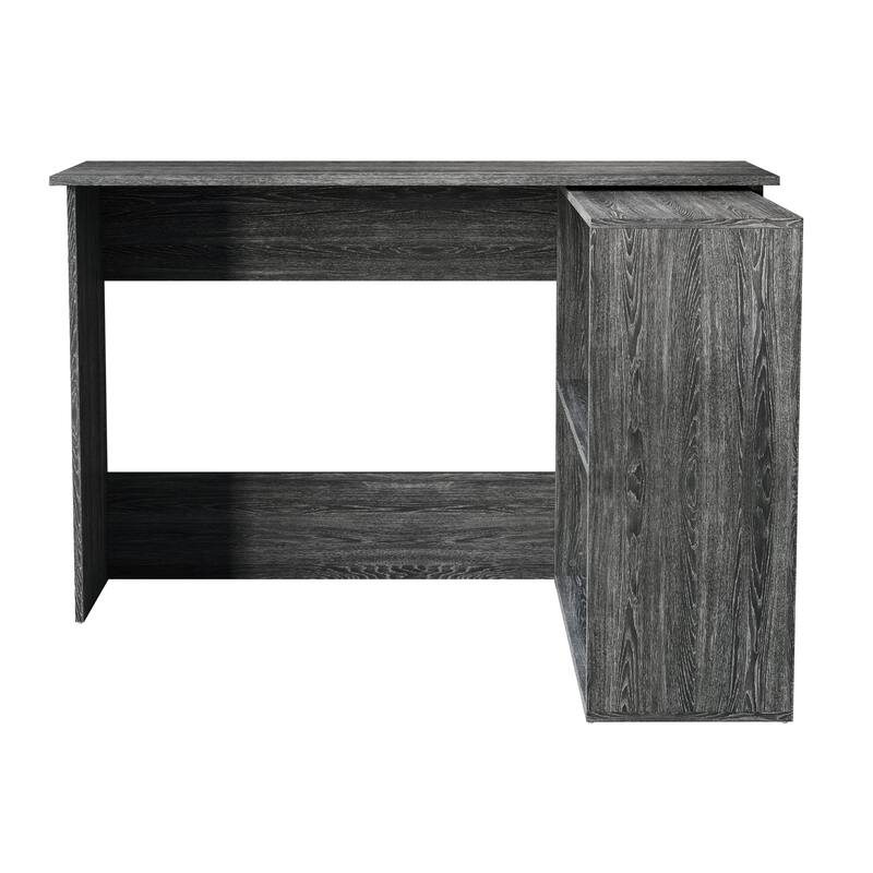 CraftPorch Contemporary L-Shape Writing Desk with Cabinet - Dark Grey