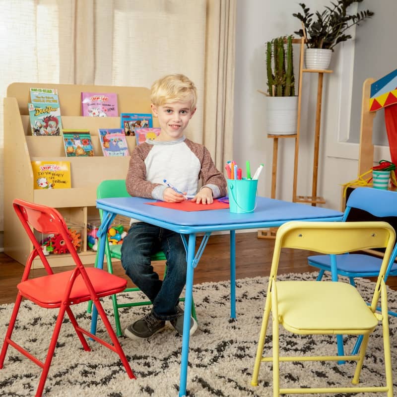 Kids 5-Piece Classroom Folding Table and Chairs Set