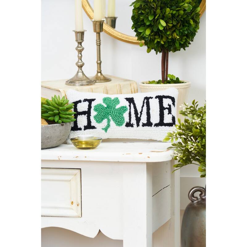 6" x 12" Shamrock Home Hooked Pillow