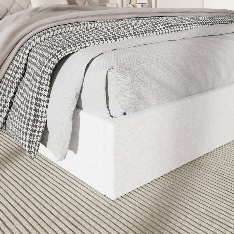 Modern Upholstered Lift-Up Storage Platform Bed with Headboard