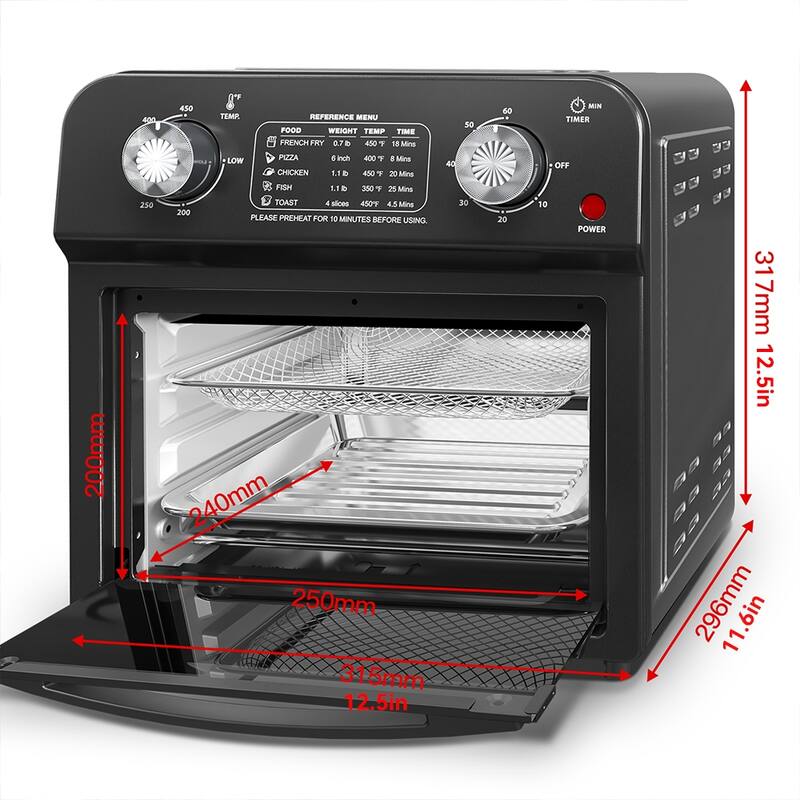 12.5 Quart 7-in-1 Convection Toaster Oven, 1500W, 5 Pre-set Menus, Roast, Bake, Grill, Broil, Toast, Dehydrate, Defrost