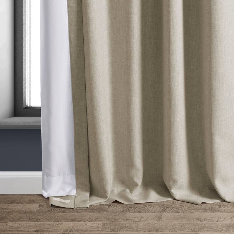 Exclusive Fabrics Italian Faux Linen Room Darkening Curtains (1 Panel) - Sophisticated Drapery for Versatile Décor - 50 X 108 - Sepia Beige