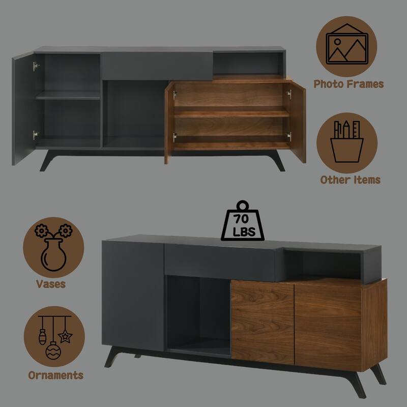 Destin Ceramic & Walnut Finish Server