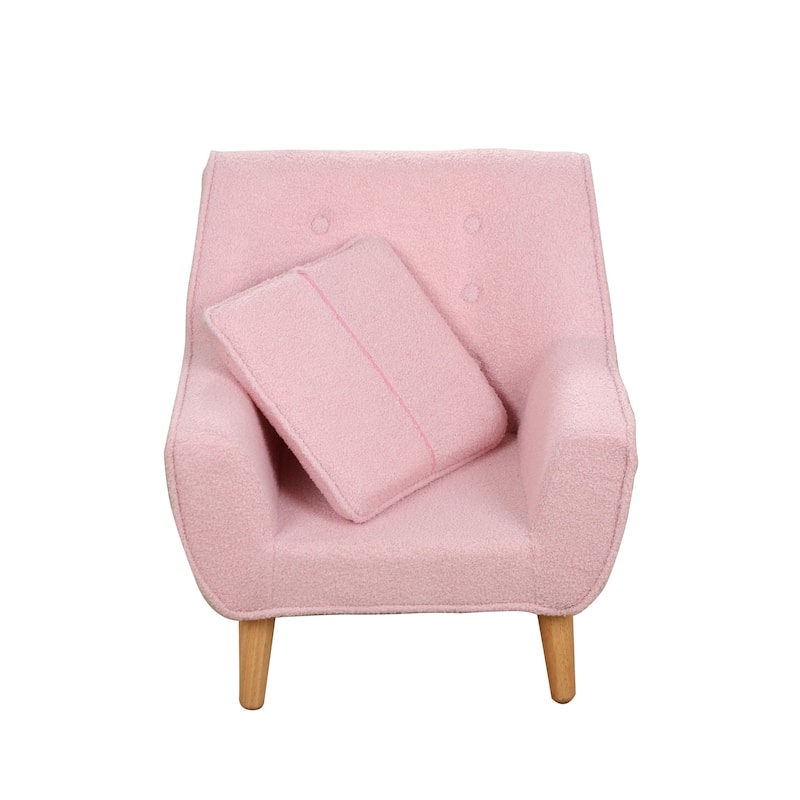 Pink Teddy Club Kids Arm Chair with Foam Seat and Soft Cozy Fabric