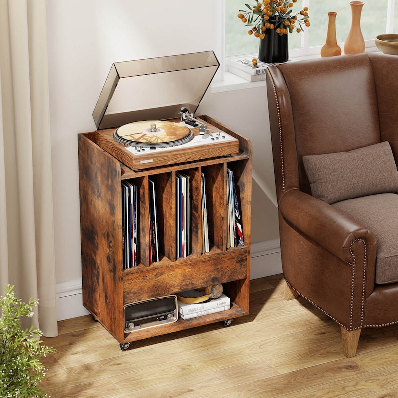 Costway Record Player Stand with Drawer & Record Holder,Lockable - See Details